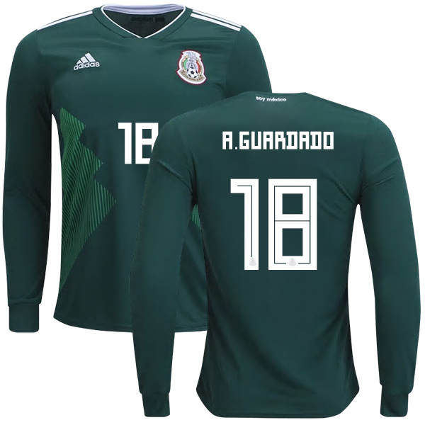 Mexico #18 A.Guardado Home Long Sleeves Kid Soccer Country Jersey